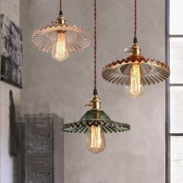 Rustic Lodge Retro Stål Pendellampe Med 1 Lys Og Glassskjerm