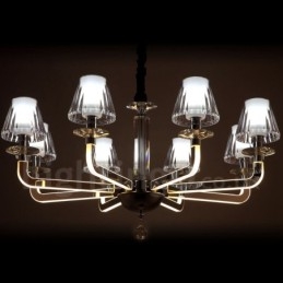 Dimbar Moderne Samtidskrone Med 8 Lys Og Glassskjerm