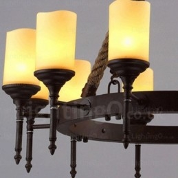12-Lyss Landlig Rustikk Vintage Retro Pendellampe Med Glassskjerm