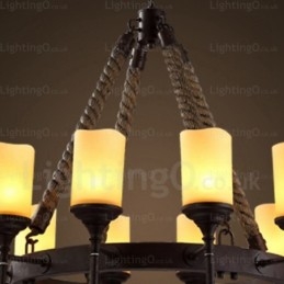 12-Lyss Landlig Rustikk Vintage Retro Pendellampe Med Glassskjerm