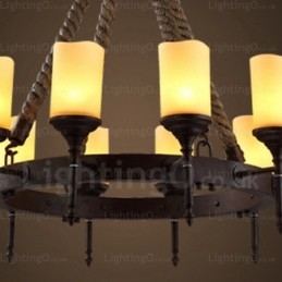 12-Lyss Landlig Rustikk Vintage Retro Pendellampe Med Glassskjerm