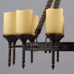 12-Lyss Landlig Rustikk Vintage Retro Pendellampe Med Glassskjerm