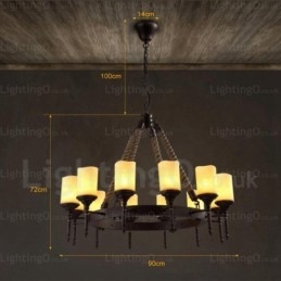 12-Lyss Landlig Rustikk Vintage Retro Pendellampe Med Glassskjerm
