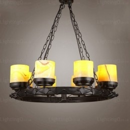 8 Lys Landlig Rustikk Vintage Retro Pendellampe Med Glassskjerm
