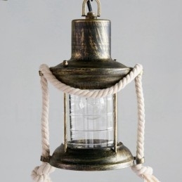 Landlig Rustikk Vintage Retro Pendellampe Med 2 Lys Og Glassskjerm