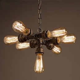Rustikk Lodge Vintage Galvanisert Metalllysekrone