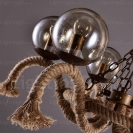 Vintage Retro Pendellampe Med 6 Lys Og Glassskjerm