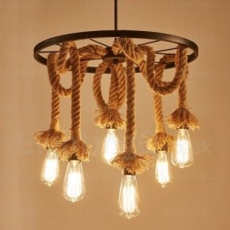 Vintage Retro Pendellampe Med 6 Lys