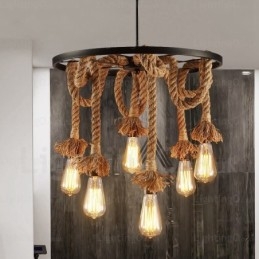 Vintage Retro Pendellampe Med 6 Lys