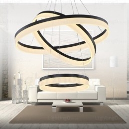 Wi-Fi Smart Dimmbar 3 Rings Moderne Samtids Pendellampe Med Akrylskjerm