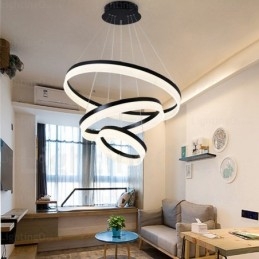 Wi-Fi Smart Dimmbar 3 Rings Moderne Samtids Pendellampe Med Akrylskjerm