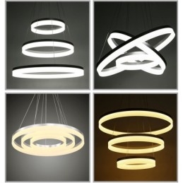 Wi-Fi Smart Dimmbar 3 Rings Moderne Samtids Pendellampe Med Akrylskjerm