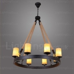 8-Lys Vintage Retro Pendellampe Med Marmorskjerm