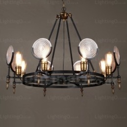 Vintage Retro Pendellampe Med 6 Lys Og Glassskjerm