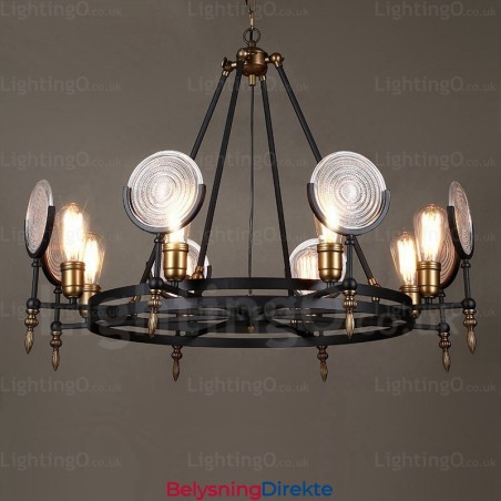 Vintage Retro Pendellampe Med 6 Lys Og Glassskjerm