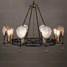 Vintage Retro Pendellampe Med 6 Lys Og Glassskjerm