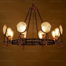 Vintage Retro Pendellampe Med 6 Lys Og Glassskjerm