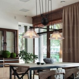 Moderne Pendellampe Med 2 Lys Og Glassskjerm
