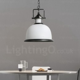 Landlig Rustik Pendellampe Med 1 Lys Og Glassskjerm