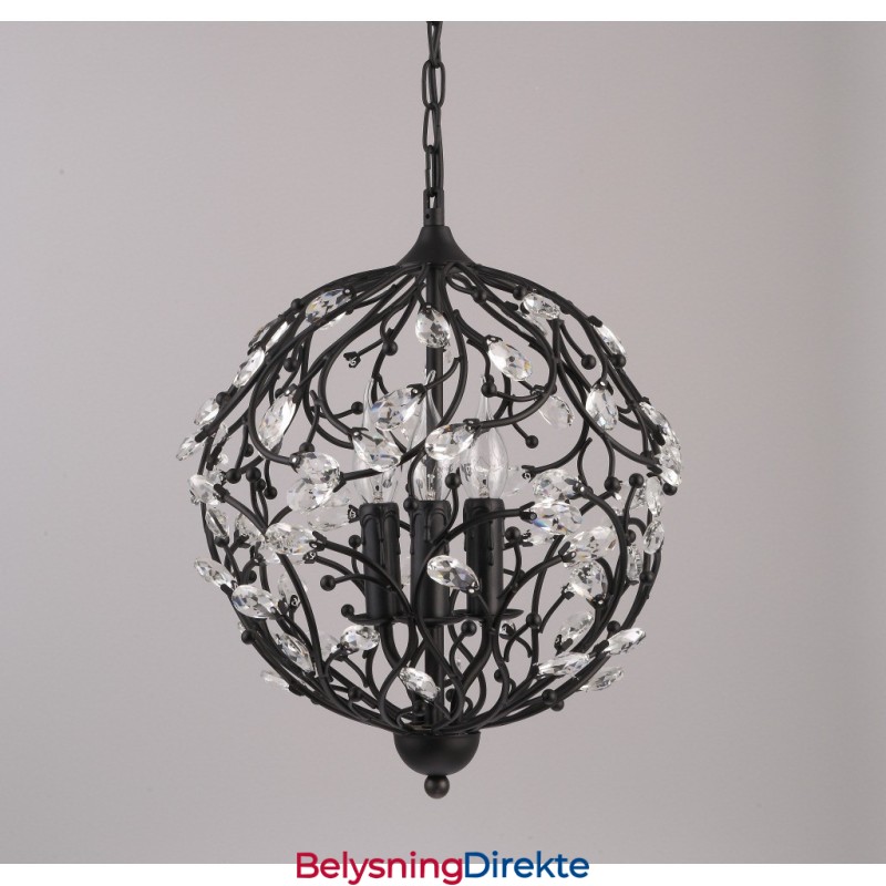 3-Lys Vintage Retro Globe Krystall Pendellampe