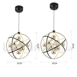 Diameter 50 Cm 80 Cm Vintage Globelysekrone Rustfarget Pendellampe