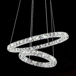 Krystall Pendellampe Belysning Moderne 2 Ringer Tre Sider K9 Krystall Innendørs Taklamper Lampearmaturer