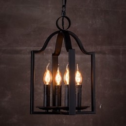 4-Lys Vintage Minimalistisk Jernmaleri Pendellampe