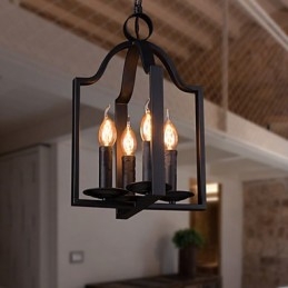 4-Lys Vintage Minimalistisk Jernmaleri Pendellampe