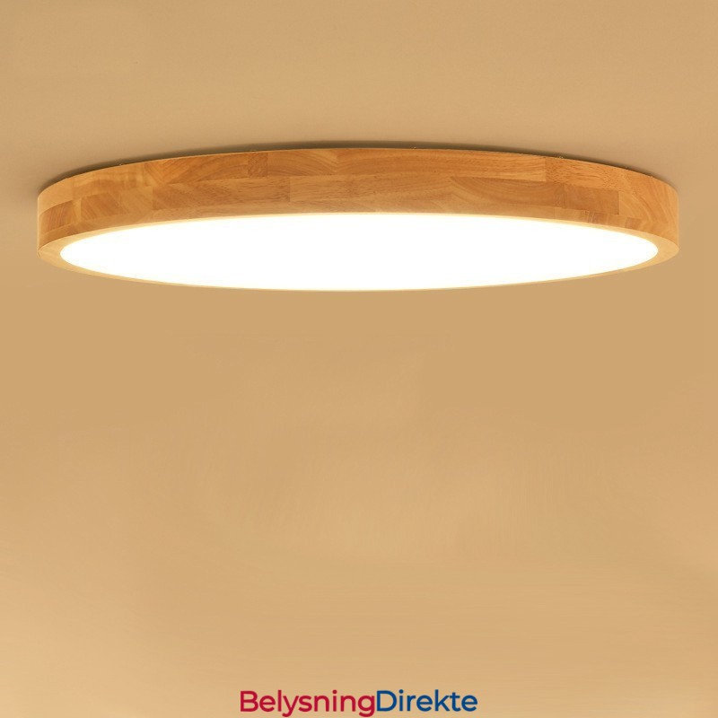 Ultratynn Rund Taklampe I Tre, Taklampe I Massivt Tre I Akryl, Nordic Lights