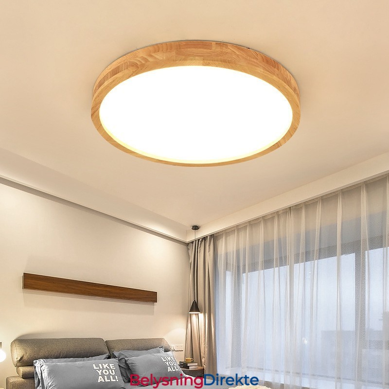 Ultratynn Rund Taklampe I Tre, Taklampe I Massivt Tre I Akryl, Nordic Lights
