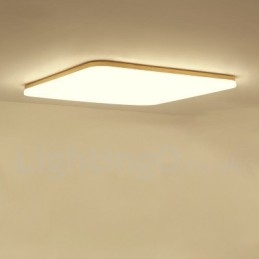 Ultratynn Firkantet Taklampe I Massivt Tre I Akryl