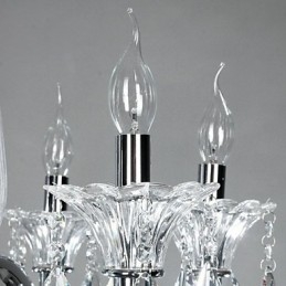 Amerikansk Stil Lodge Lysekrone Med 6 Lys Og Glassskjerm