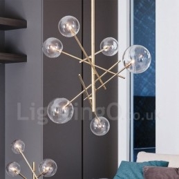 6 Lys Nordisk Lampe Lysekrone Enkel Kreativ Retro Jern Glasskule Magisk Bønne Lysekrone