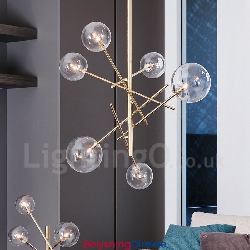 6 Lys Nordisk Lampe Lysekrone Enkel Kreativ Retro Jern Glasskule Magisk Bønne Lysekrone