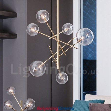 6 Lys Nordisk Lampe Lysekrone Enkel Kreativ Retro Jern Glasskule Magisk Bønne Lysekrone