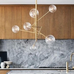 6 Lys Nordisk Lampe Lysekrone Enkel Kreativ Retro Jern Glasskule Magisk Bønne Lysekrone