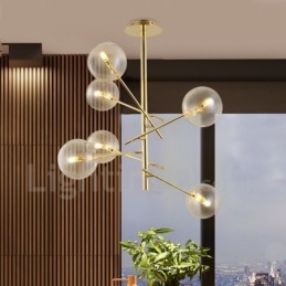 6 Lys Nordisk Lampe Lysekrone Enkel Kreativ Retro Jern Glasskule Magisk Bønne Lysekrone