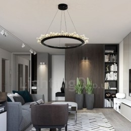 Moderne Ringformet Krystallanhengslampe