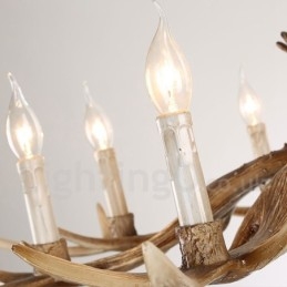 Rustikk Kunstnerisk Retro Lysekrone Med Gevir Og 6 Lys