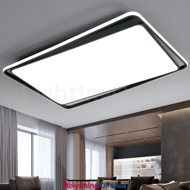 Moderne, Moteriktig Svart-Hvit Rektangulær Taklampe For Innfelling