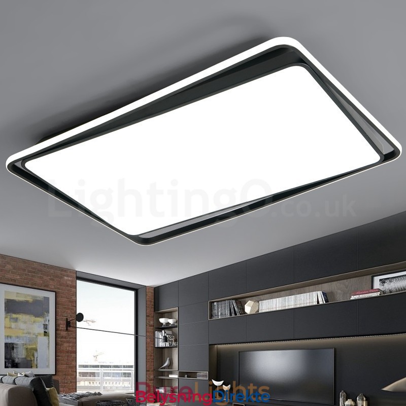 Moderne, Moteriktig Svart-Hvit Rektangulær Taklampe For Innfelling