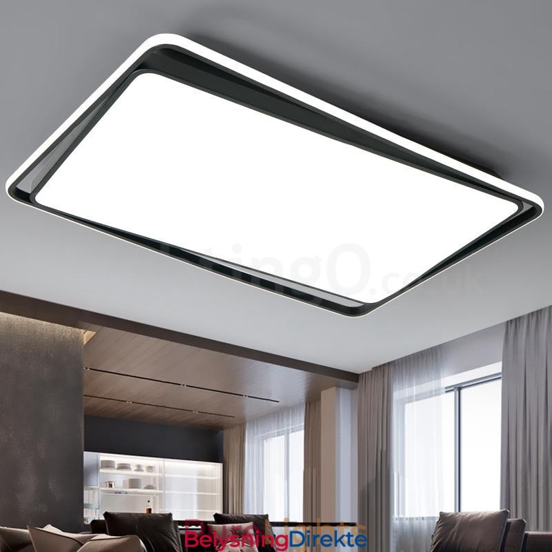 Moderne, Moteriktig Svart-Hvit Rektangulær Taklampe For Innfelling