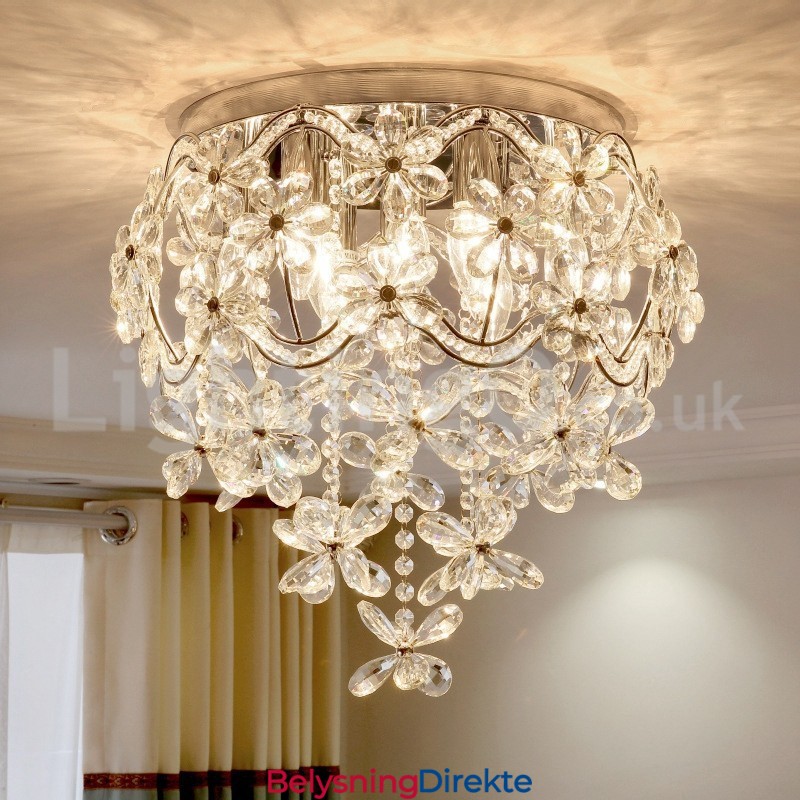 Moderne, Moteriktige 48 Cm Runde Krystalltaklamper
