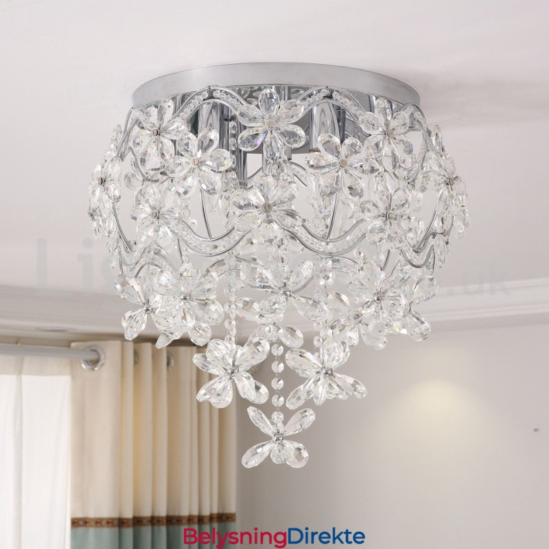 Moderne, Moteriktige 48 Cm Runde Krystalltaklamper