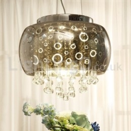 Moderne 40 Cm Rund Glasslampeskjerm Krystall Pendellampe