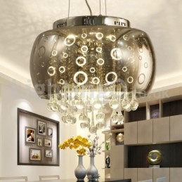 Moderne 40 Cm Rund Glasslampeskjerm Krystall Pendellampe