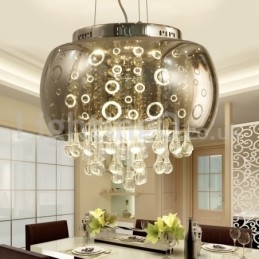 Moderne 40 Cm Rund Glasslampeskjerm Krystall Pendellampe