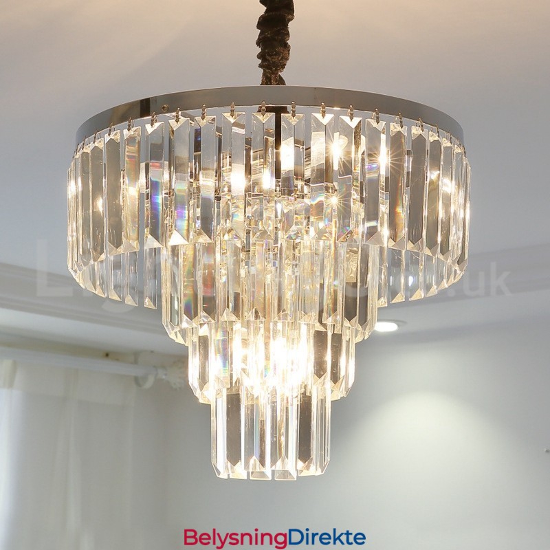 Elegant Billig Moderne 4-Etasjes Rund Krystallanhengslampe