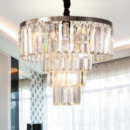 Elegant Billig Moderne 4-Etasjes Rund Krystallanhengslampe