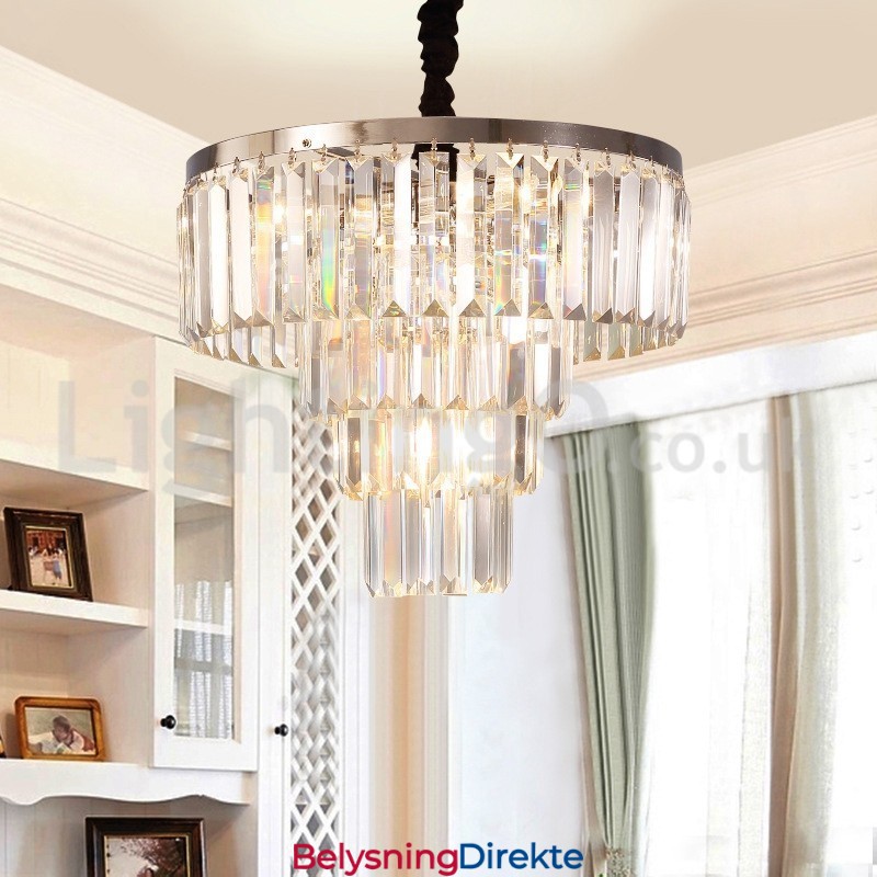 Elegant Billig Moderne 4-Etasjes Rund Krystallanhengslampe